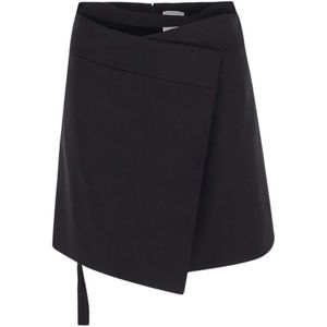 Patou, Wollen Wrap Mini Rok Zwart, Dames, Maat:S