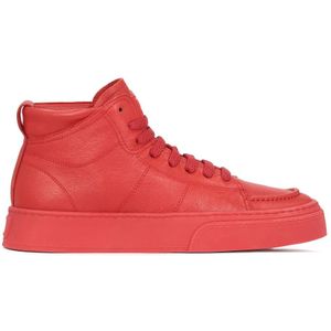 Kazar, Schoenen, Heren, Rood, 43 EU, Leer, Rode Leren High-Top Sneakers