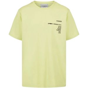 Iceberg, Gele T-shirt met Logo Print Geel, Heren, Maat:2XL