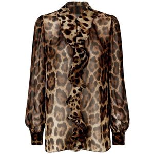 Dolce & Gabbana, Blouses & Shirts, Dames, Bruin, XS, Chiffon, Overhemden
