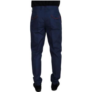 Dolce & Gabbana, Broeken, Heren, Blauw, L, Katoen, Blauwe Zijden Chinos Broek