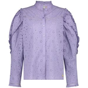 Fabienne Chapot, Lila Blouse met Geborduurde Ruchemouwen Paars, Dames, Maat:S