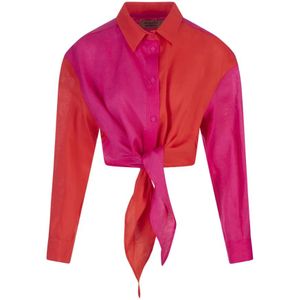 Alessandro Enriquez, Rood Color-Block Shirt met Voorstrik Veelkleurig, Dames, Maat:S