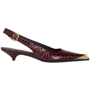 Etro, Schoenen, Dames, Rood, 37 EU, Leer, Bordeaux Krokodillenprint Hak Sandalen