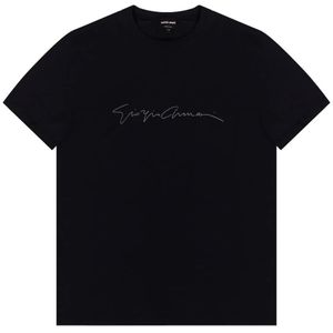 Giorgio Armani, Tops, Heren, Blauw, L, Logo T-shirt