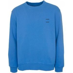 Samsøe Samsøe, Sweatshirts & Hoodies, Heren, Blauw, 2Xl, Casual Sweatshirt met Label Print