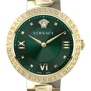 Versace, Accessoires, Heren, Geel, ONE Size, Herenhorloge Greca Lady 36 mm goud groen Ve 2K006 21