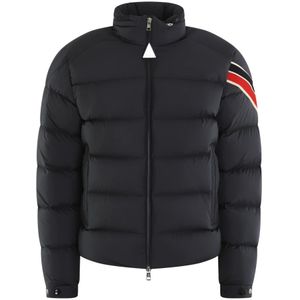 Moncler, Jassen, Heren, Blauw, L, Stijlvolle Solayan Jas voor Heren