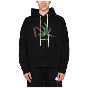 Palm Angels, Sweatshirts & Hoodies, Heren, Zwart, XL, Polyester, Hoodies