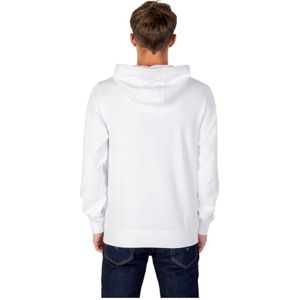 Hugo Boss, Sweatshirts & Hoodies, Heren, Wit, XL, Katoen, Heren Wit Bedrukte Hoodie