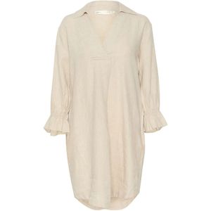 InWear, Zachte Linnen Jurk 30109180 Haze Melange Beige, Dames, Maat:2XL