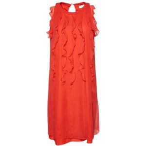 Valentino Vintage, Pre-owned, Dames, Rood, S, Chiffon, Pre-owned Silk dresses