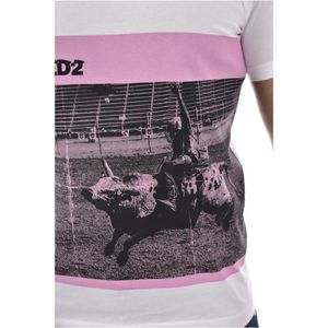 Dsquared2, Tops, Heren, Wit, M, Katoen, Bedrukt Katoenen T-Shirt - S71Gd 0720