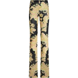 Etro, Broeken, Dames, Veelkleurig, M, Zwarte Venus Print Flare Broek