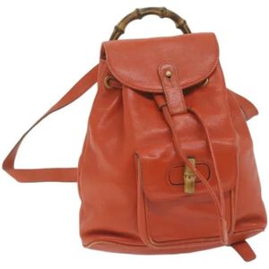 Gucci Vintage, Pre-owned, Dames, Oranje, ONE Size, Leer, Pre-owned Leather backpacks
