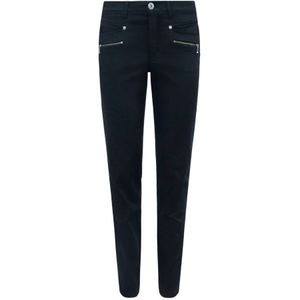 2-Biz, Broeken, Dames, Zwart, XS, Katoen, Slim-Fit Broek met Ritsdetails