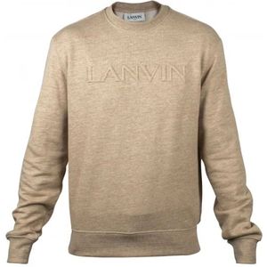 Lanvin, Sweatshirts & Hoodies, Heren, Beige, L, Katoen, Beige Katoenen Sweatshirt met Geborduurd Logo