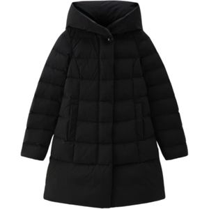 Woolrich, Lange Puffy Dames Donsjas Zwart, Dames, Maat:M