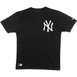 New Era, Tops, Heren, Zwart, 2Xs, Katoen, Yankees Logo Oversized Tee Zwart/Wit