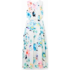 Desigual, Witte Mouwloze Jurk met Print Veelkleurig, Dames, Maat:M