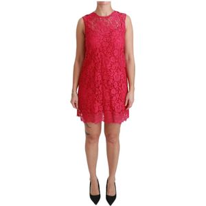 Dolce & Gabbana, Kleedjes, Dames, Roze, 2Xs, Katoen, Schokkend Roze Mini Bodycon Jurk