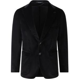 Tagliatore, Velvet Single-Breasted Blazer Zwart, Heren, Maat:L