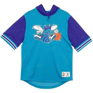 Mitchell & Ness, Sweatshirts & Hoodies, Heren, Blauw, S, Lichte sweatshirt met een capuchon Korte mouw