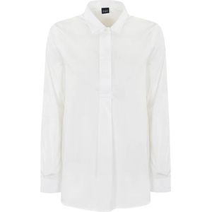 Fay, Blouses & Shirts, Dames, Wit, XL, Katoen, Witte Katoenen Overhemd Lange Mouw