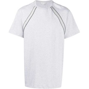 Alexander McQueen, Tops, Heren, Grijs, S, Katoen, Logo Jersey Katoenen T-shirt met Korte Mouwen