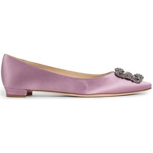 Manolo Blahnik, Schoenen, Dames, Roze, 37 EU, Roze Kristal Gesp Blokhak