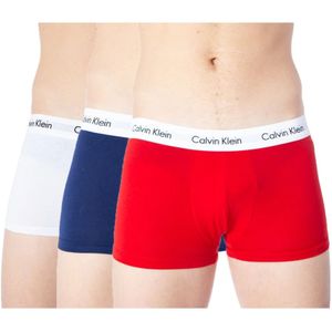 Calvin Klein, Heren Boxershorts 3-Pack Lage Taille Trunks Rood, Heren, Maat:M