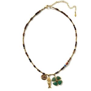 Gachon Pothier, Accessoires, Dames, Veelkleurig, ONE Size, Leer, Vintage Jade Fish Pendant Necklace