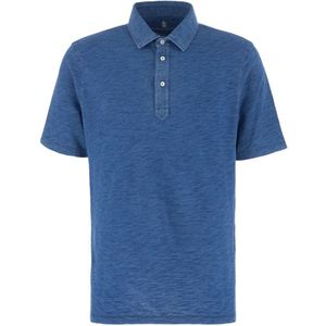 Brunello Cucinelli, Tops, Heren, Blauw, M, Katoen, Klassieke Polo Shirt voor Mannen