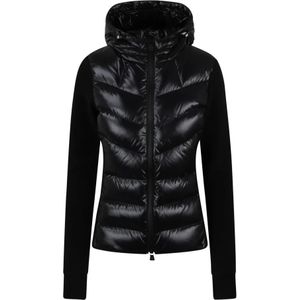 Moncler, Jassen, Dames, Zwart, M, Gewatteerde Fleece Hoodie