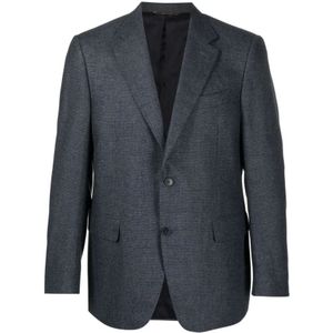 Canali, Geruite Wollen Blazer Grijs, Heren, Maat:L