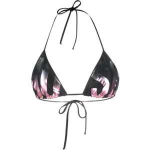 Moschino, Zwarte Amerikaanse hals bikini top Zwart, Dames, Maat:L