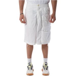 Ten C, Korte broeken, Heren, Wit, XL, Nylon, Cargo Bermuda shorts van nylon
