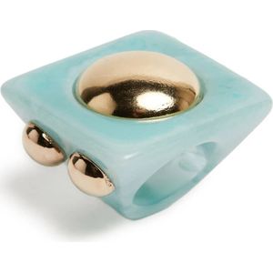 La DoubleJ, Hathor Square Ring - Oud-Egyptische glamour Blauw, Dames, Maat:ONE Size