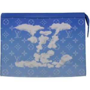 Louis Vuitton Vintage, Pre-owned, Dames, Blauw, ONE Size, Leer, Pre-owned Canvas clutches