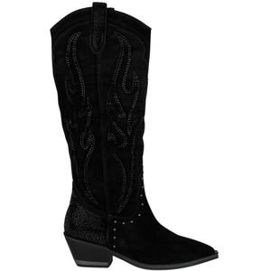 Alma EN Pena, Leren cowboy laarzen met strass details Zwart, Dames, Maat:37 EU