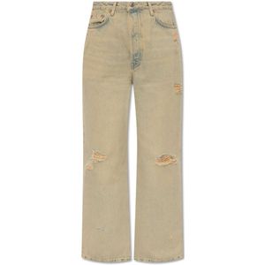 Samsøe Samsøe, Jeans, Dames, Beige, W28 L30, Katoen, Shelly jeans met rechte pijpen