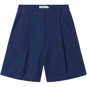 Thinking MU, Korte broeken, Dames, Blauw, L, Katoen, Blauwe Nacht Lia Organische Katoenen Shorts