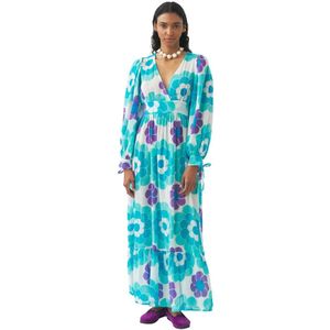 Antik Batik, Kleedjes, Dames, Blauw, XS, Katoen, Print maxi jurk Suny