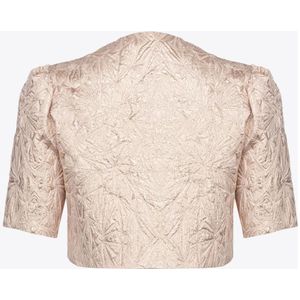 Pinko, Blouses & Shirts, Dames, Bruin, XS, Geometrische Jacquard Gelamineerde Trui