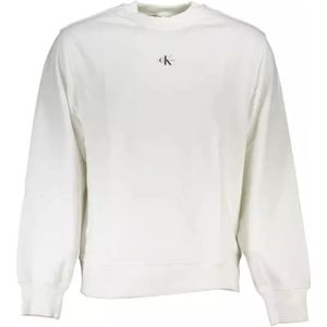 Calvin Klein, Witte Katoenen Sweater met Logo Print Wit, Heren, Maat:L