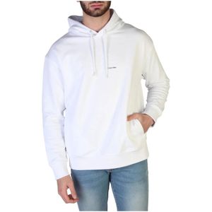 Calvin Klein, Heren Hoodie met Lange Mouwen Wit, Heren, Maat:M