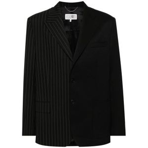 MM6 Maison Margiela, Blazers Zwart, Heren, Maat:M