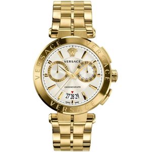 Versace, Gouden Chronograaf Roestvrijstalen Horloge Geel, Heren, Maat:ONE Size