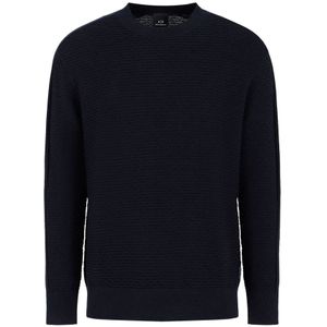 Armani Exchange, Truien, Heren, Blauw, M, Katoen, Navy Katoenen Pullover Sweater