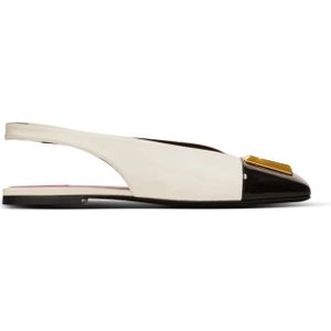 Balmain, Schoenen, Dames, Wit, 40 EU, Leer, Platte Eden slingbacks in tweekleurig leer